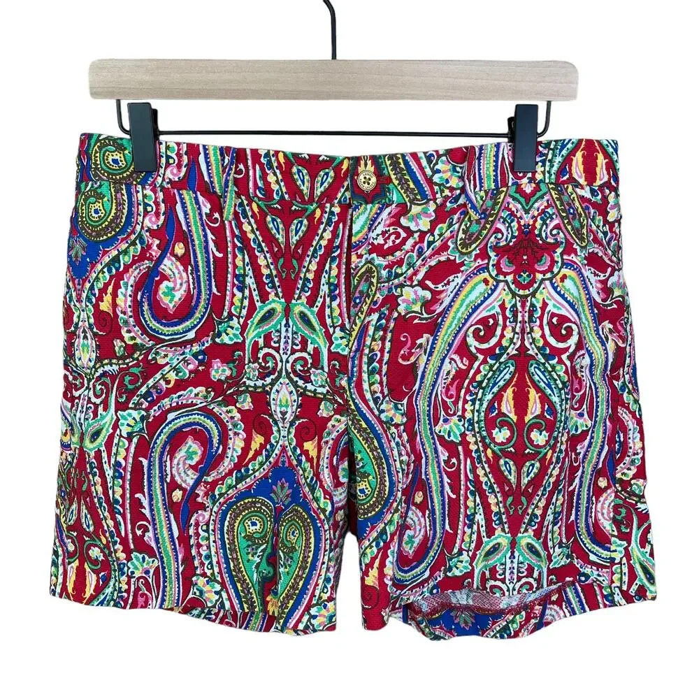 Lauren Ralph Lauren Paisley Print Shorts Size 10 Colorful Boho 100% cotton‎